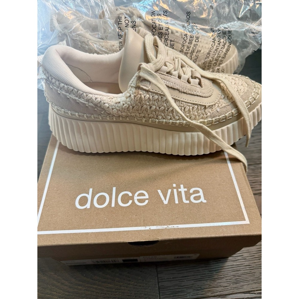 Dolce Vita Dolen Knit Sneaker Sandstone Size 7 Platform Shoes
